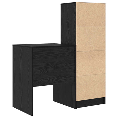 vidaXL Desk with Drawer with Shelf with Storage 2 pcs Black Oak