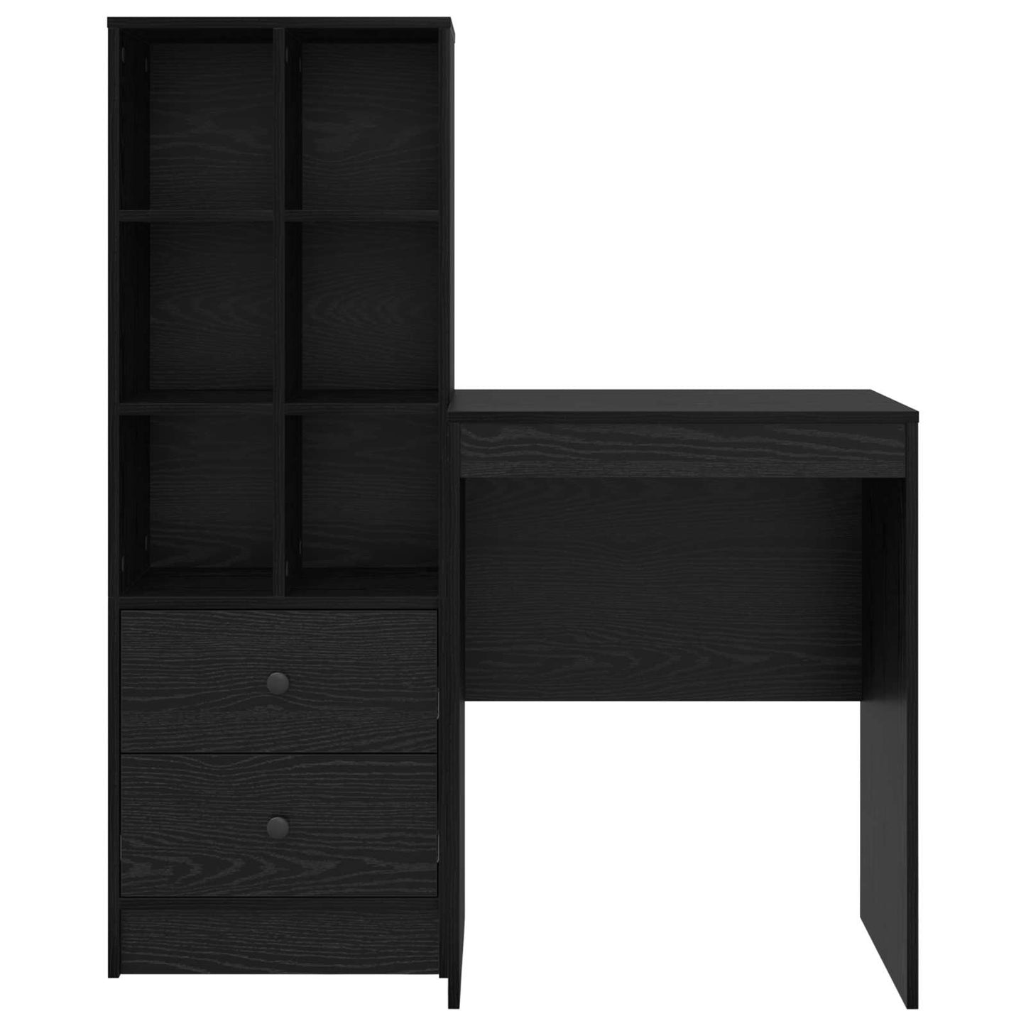 vidaXL Desk with Drawer with Shelf with Storage 2 pcs Black Oak