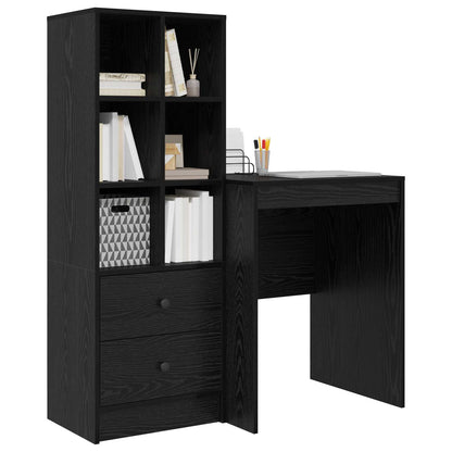 vidaXL Desk with Drawer with Shelf with Storage 2 pcs Black Oak