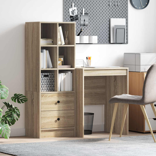 vidaXL Desk with Drawer with Shelf with Storage 2 pcs Sonoma Oak