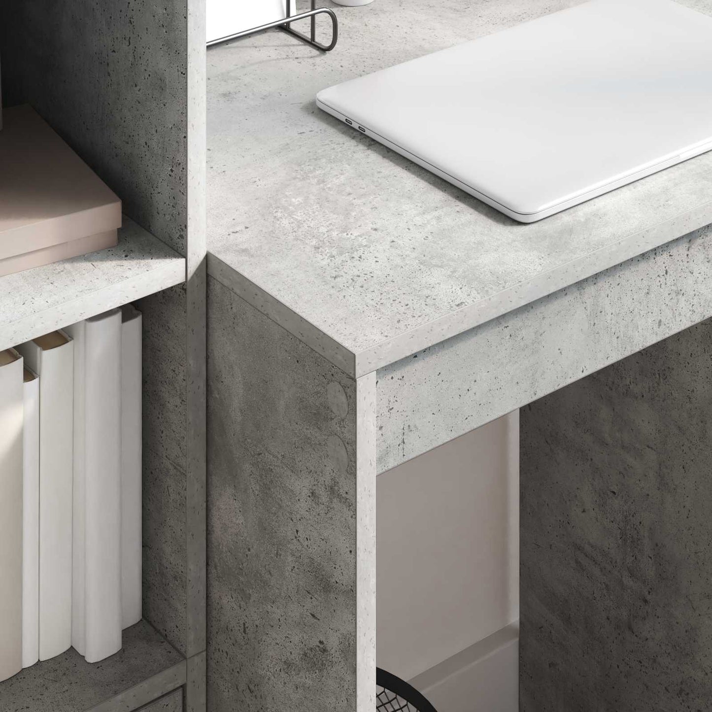 vidaXL Desk with Drawer with Shelf with Storage 2 pcs Concrete Grey