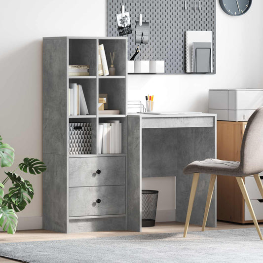 vidaXL Desk with Drawer with Shelf with Storage 2 pcs Concrete Grey