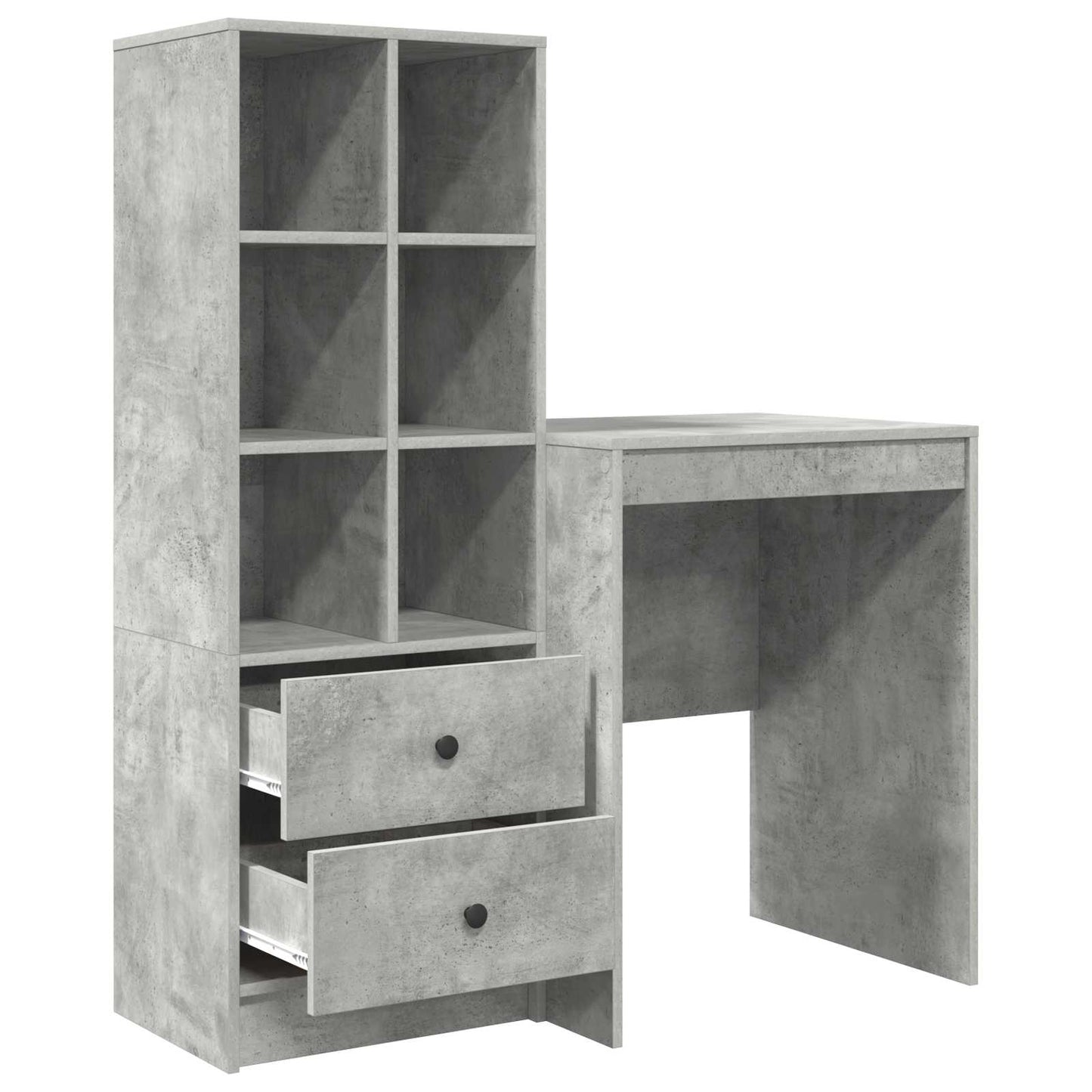 vidaXL Desk with Drawer with Shelf with Storage 2 pcs Concrete Grey