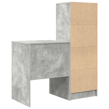 vidaXL Desk with Drawer with Shelf with Storage 2 pcs Concrete Grey