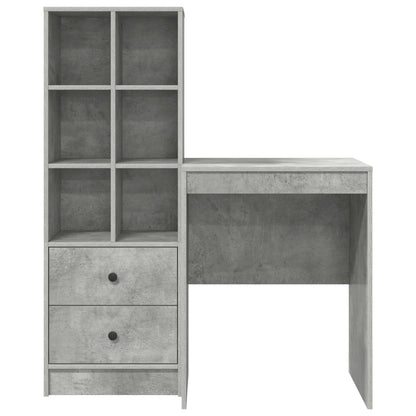 vidaXL Desk with Drawer with Shelf with Storage 2 pcs Concrete Grey