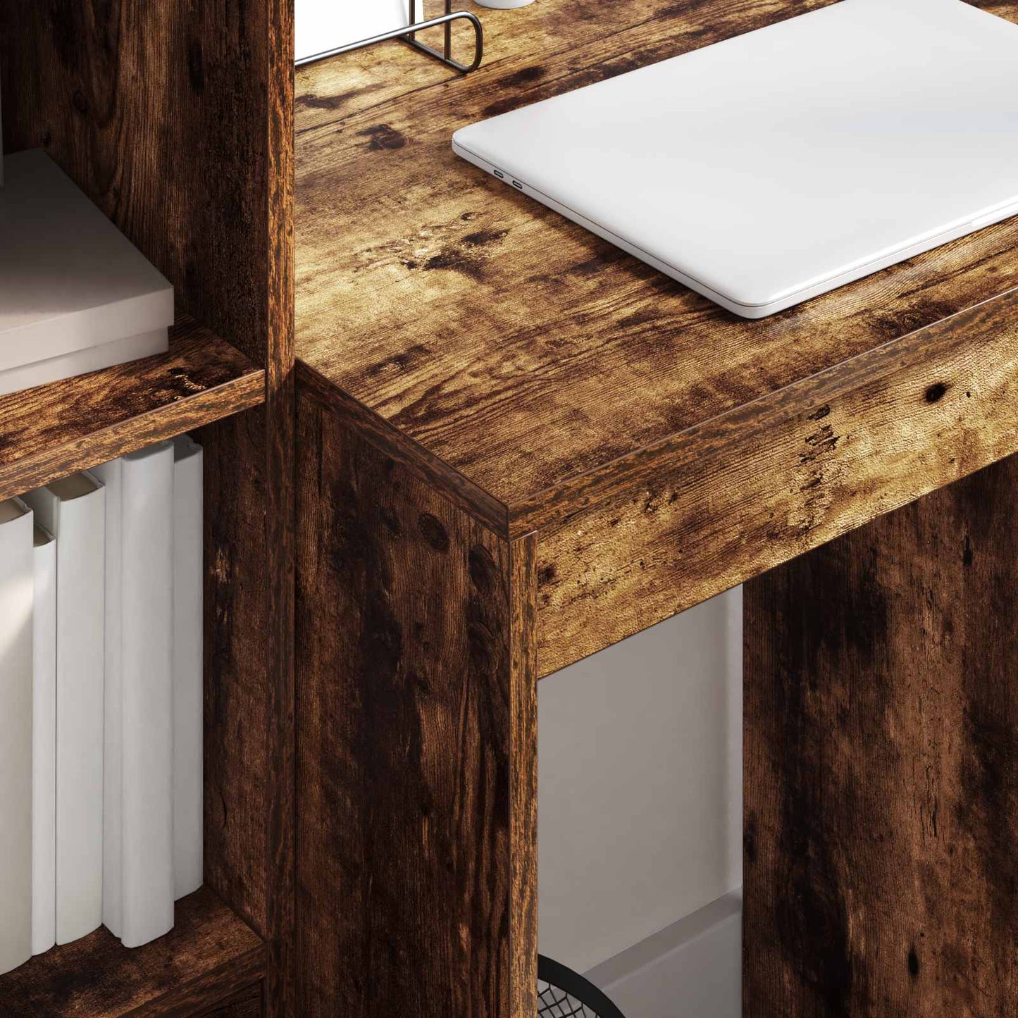 vidaXL Desk with Drawer with Shelf with Storage 2 pcs Smoked Oak