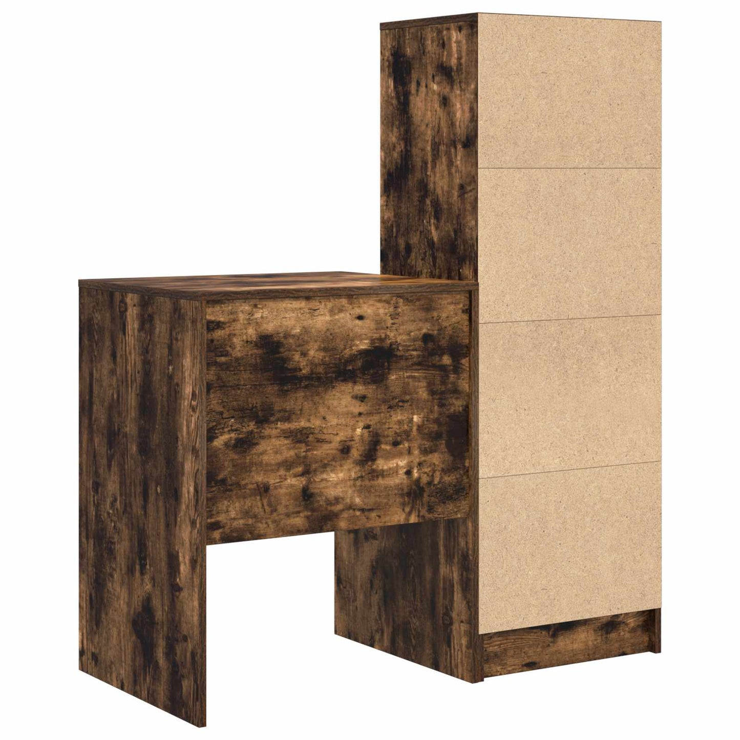 vidaXL Desk with Drawer with Shelf with Storage 2 pcs Smoked Oak