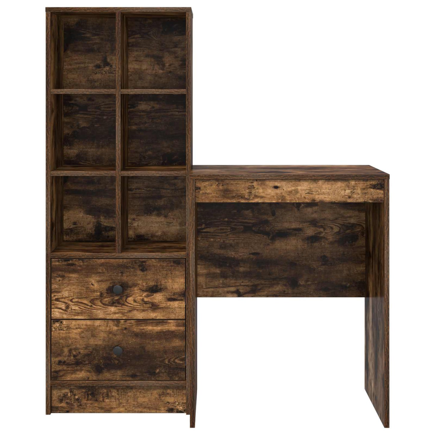 vidaXL Desk with Drawer with Shelf with Storage 2 pcs Smoked Oak