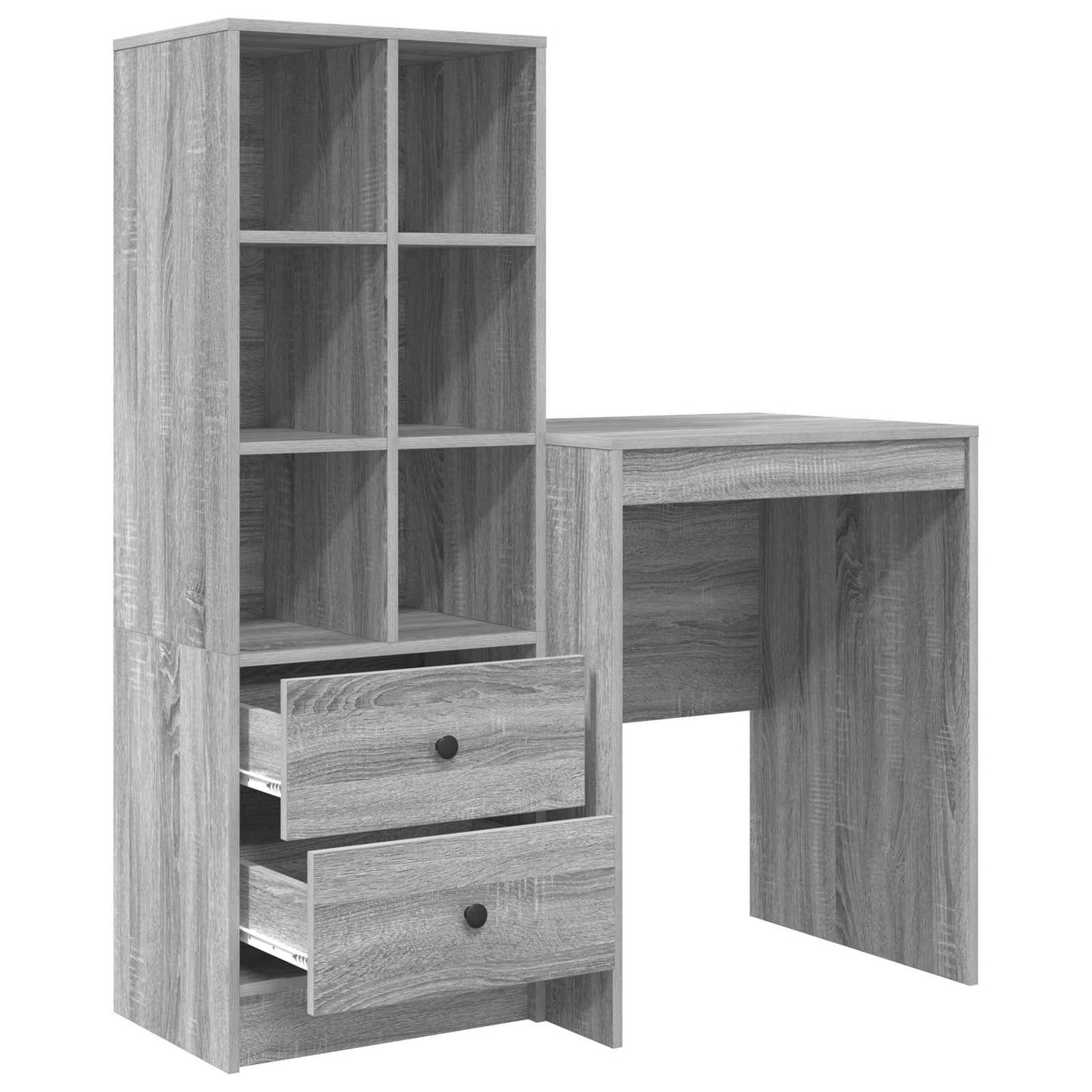 vidaXL Desk with Drawer with Shelf with Storage 2 pcs Grey Sonoma