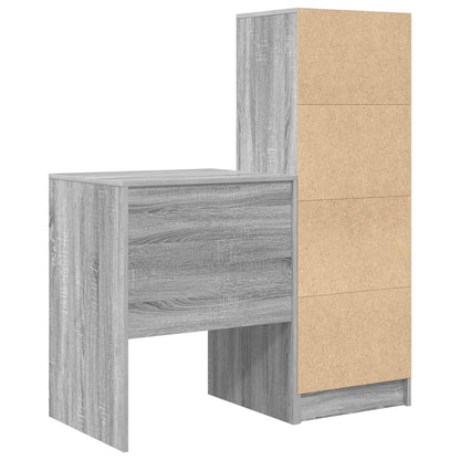 vidaXL Desk with Drawer with Shelf with Storage 2 pcs Grey Sonoma