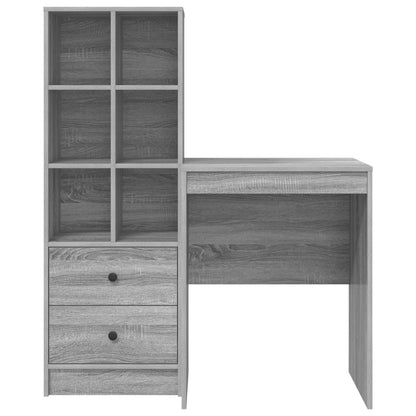vidaXL Desk with Drawer with Shelf with Storage 2 pcs Grey Sonoma