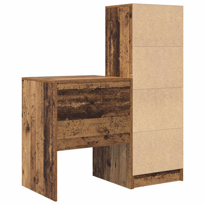 vidaXL Desk with Drawer with Shelf with Storage 2 pcs Old Wood