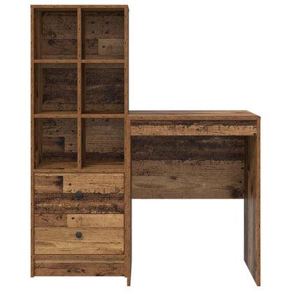 vidaXL Desk with Drawer with Shelf with Storage 2 pcs Old Wood