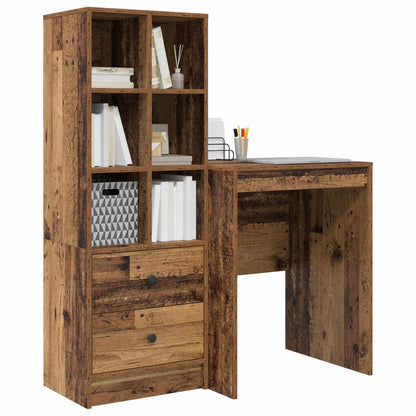 vidaXL Desk with Drawer with Shelf with Storage 2 pcs Old Wood