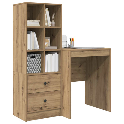 vidaXL Desk with Drawer with Shelf with Storage 2 pcs Artisan Oak