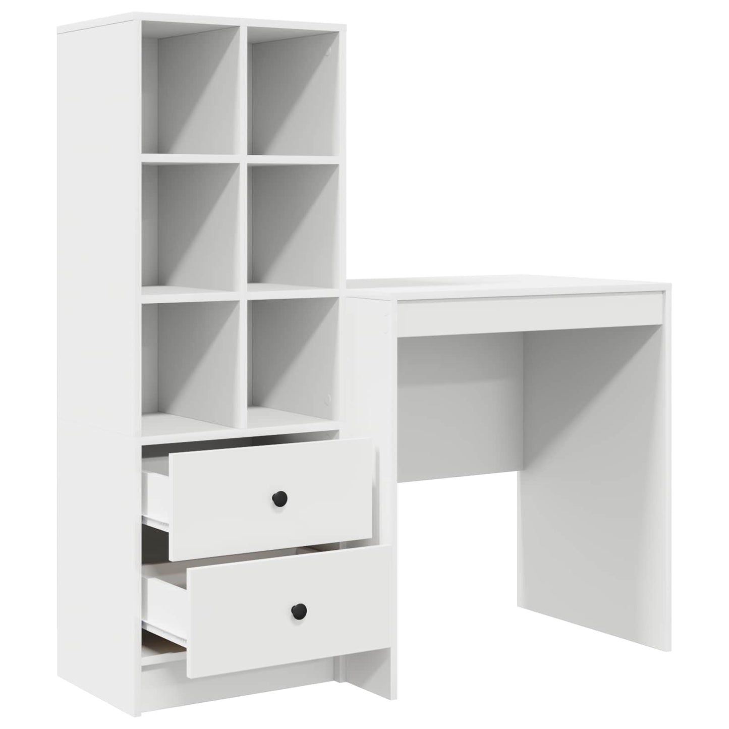 vidaXL Desk with Drawer with Shelf with Storage 2 pcs White