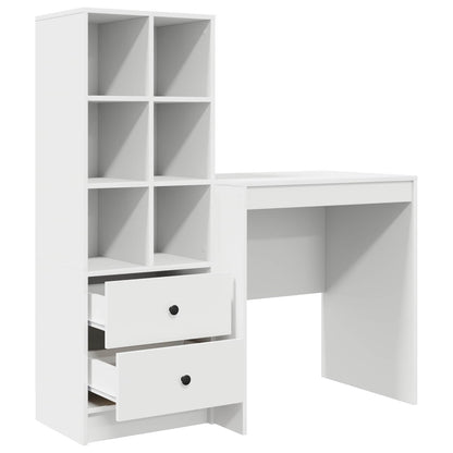vidaXL Desk with Drawer with Shelf with Storage 2 pcs White