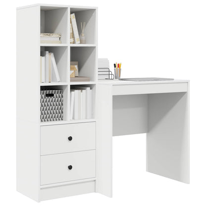 vidaXL Desk with Drawer with Shelf with Storage 2 pcs White