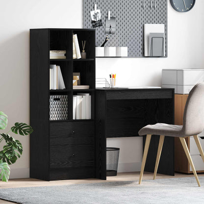 vidaXL Desk with Drawer with Shelf with Storage 2 pcs Black Oak