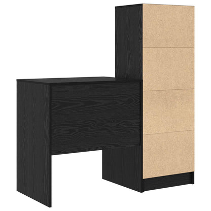 vidaXL Desk with Drawer with Shelf with Storage 2 pcs Black Oak