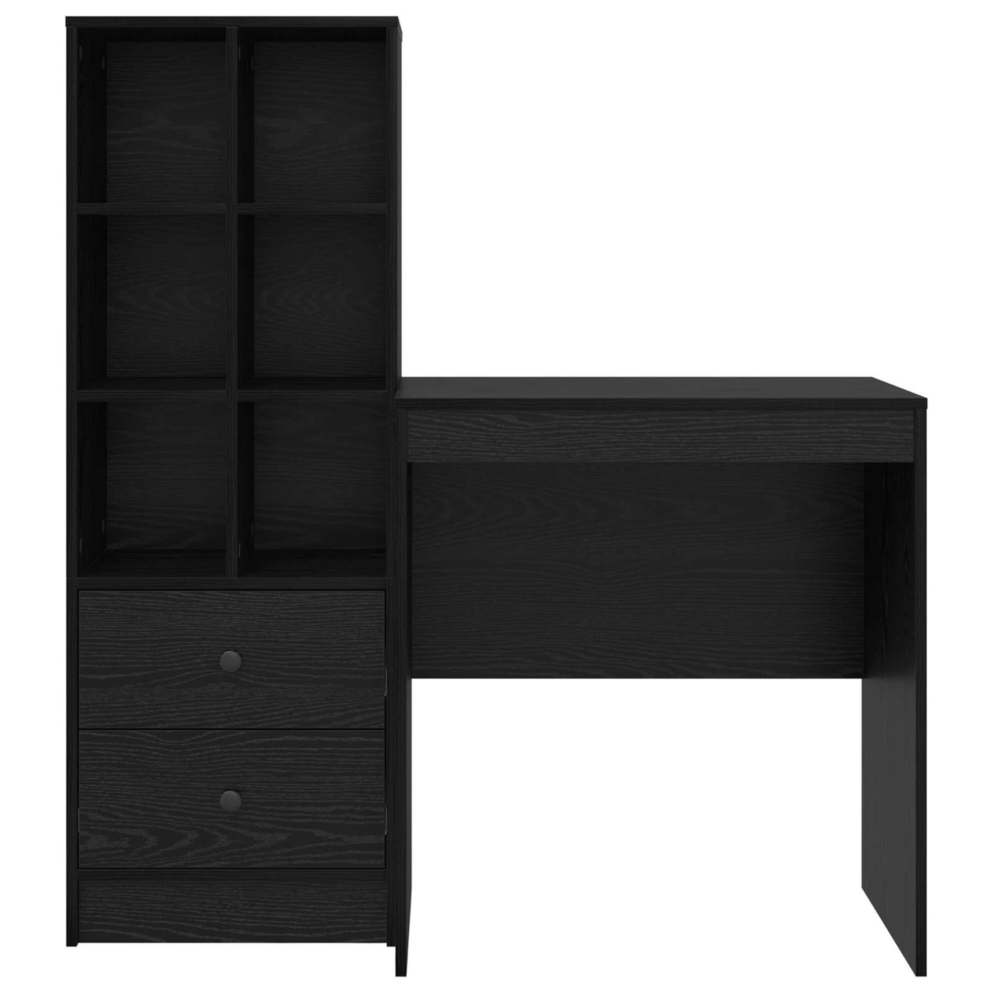 vidaXL Desk with Drawer with Shelf with Storage 2 pcs Black Oak