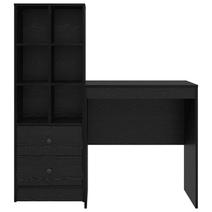 vidaXL Desk with Drawer with Shelf with Storage 2 pcs Black Oak