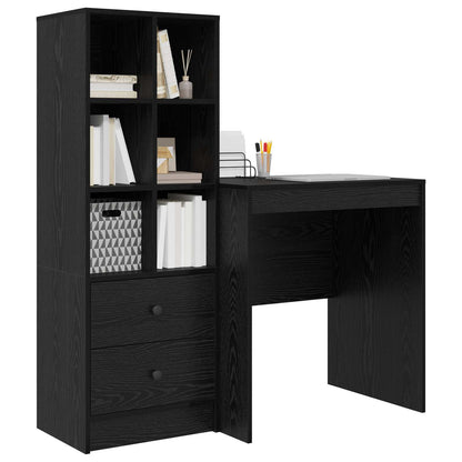 vidaXL Desk with Drawer with Shelf with Storage 2 pcs Black Oak