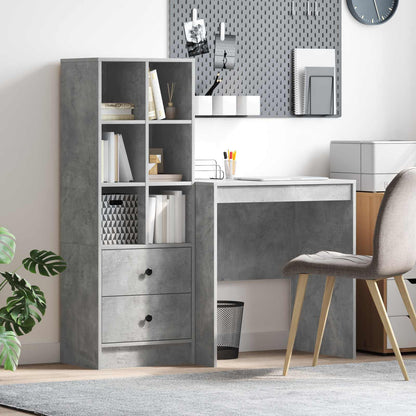 vidaXL Desk with Drawer with Shelf with Storage 2 pcs Concrete Grey