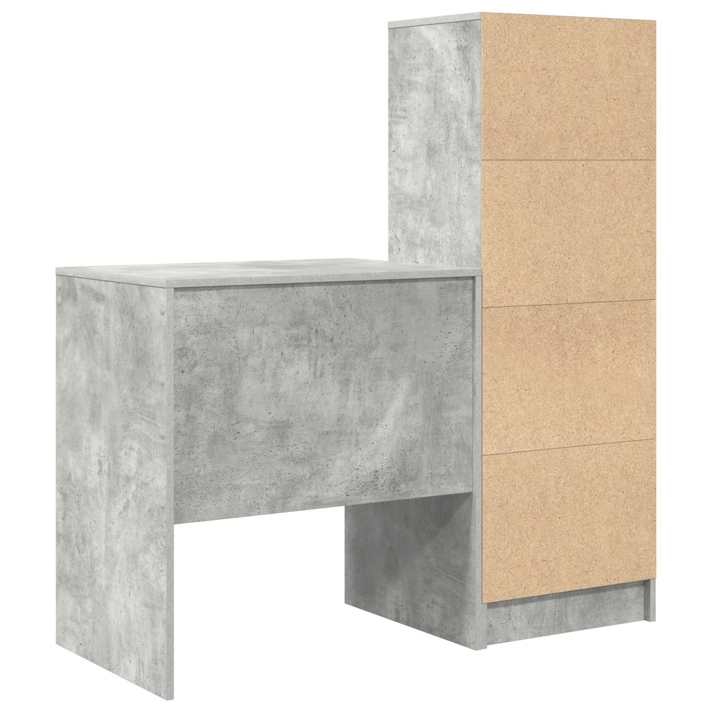 vidaXL Desk with Drawer with Shelf with Storage 2 pcs Concrete Grey