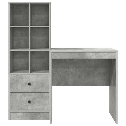 vidaXL Desk with Drawer with Shelf with Storage 2 pcs Concrete Grey