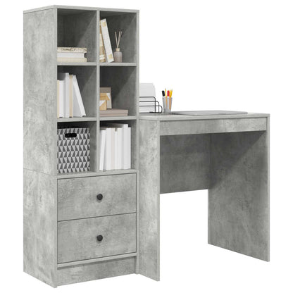vidaXL Desk with Drawer with Shelf with Storage 2 pcs Concrete Grey