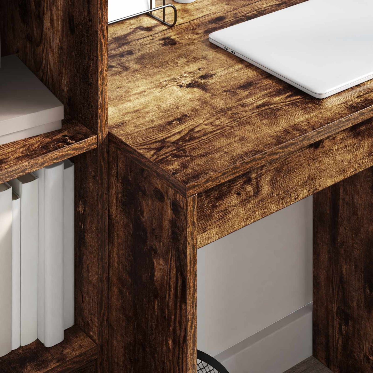 vidaXL Desk with Drawer with Shelf with Storage 2 pcs Smoked Oak