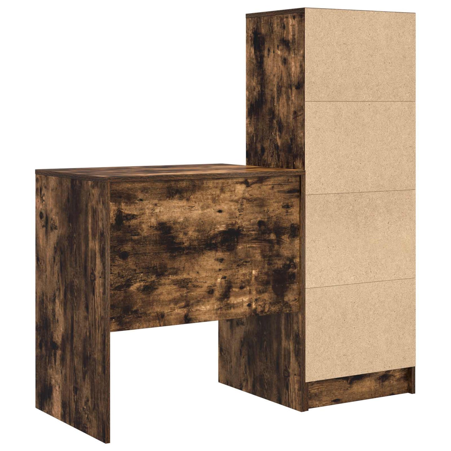 vidaXL Desk with Drawer with Shelf with Storage 2 pcs Smoked Oak