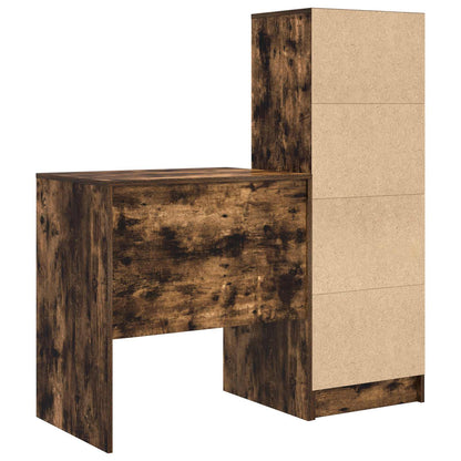 vidaXL Desk with Drawer with Shelf with Storage 2 pcs Smoked Oak