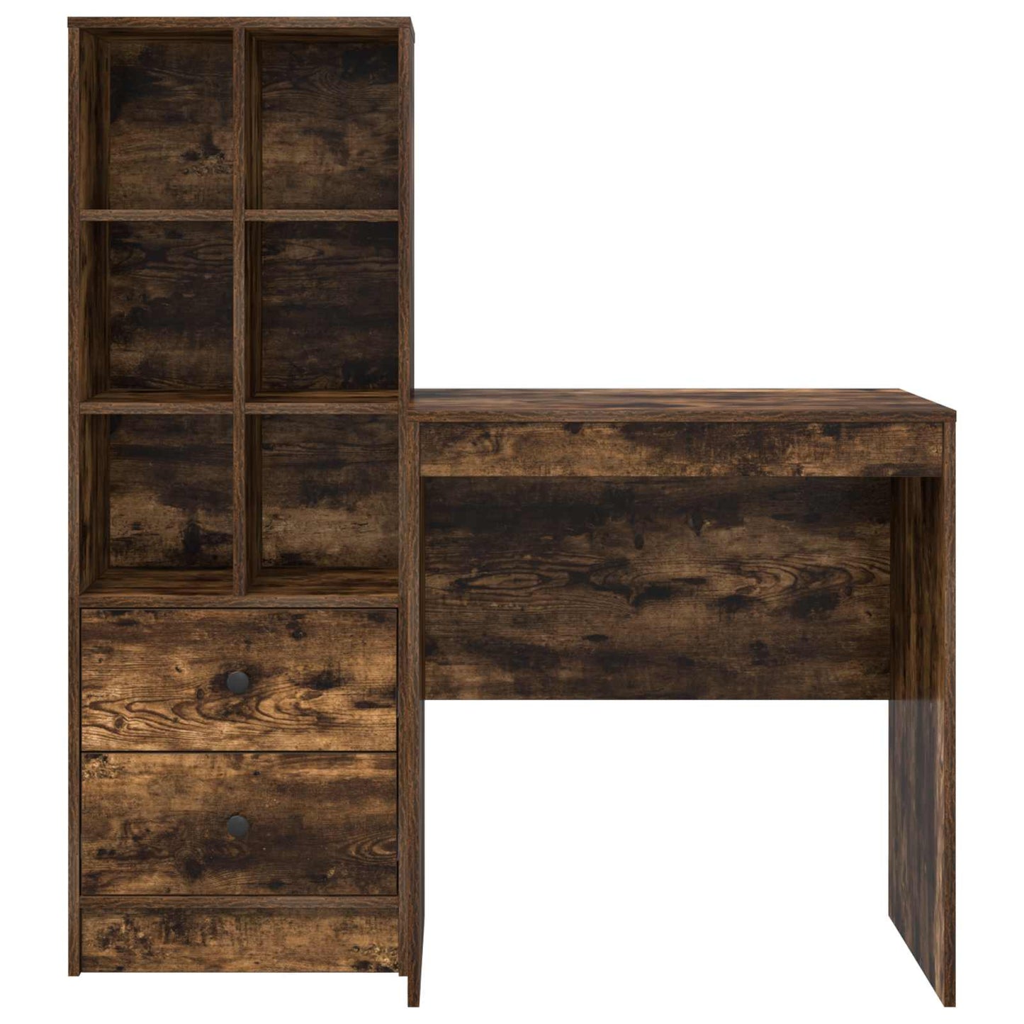 vidaXL Desk with Drawer with Shelf with Storage 2 pcs Smoked Oak