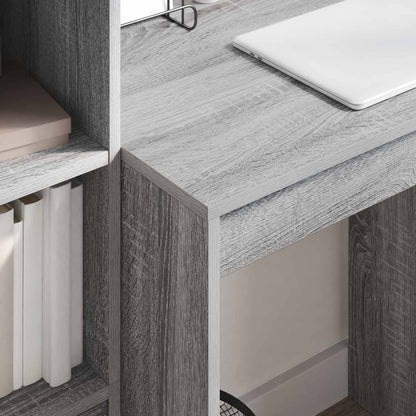 vidaXL Desk with Drawer with Shelf with Storage 2 pcs Grey Sonoma
