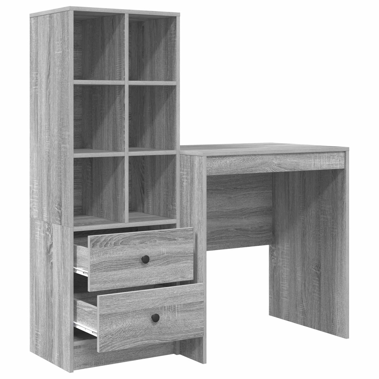 vidaXL Desk with Drawer with Shelf with Storage 2 pcs Grey Sonoma