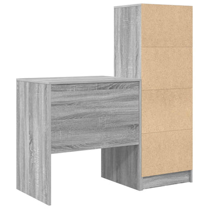 vidaXL Desk with Drawer with Shelf with Storage 2 pcs Grey Sonoma