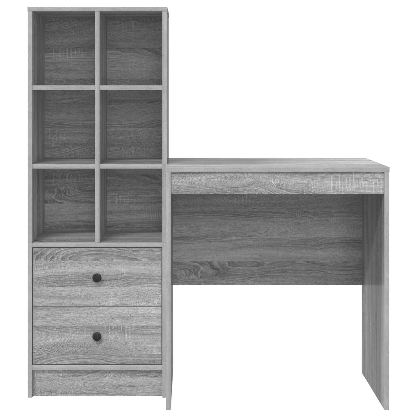 vidaXL Desk with Drawer with Shelf with Storage 2 pcs Grey Sonoma