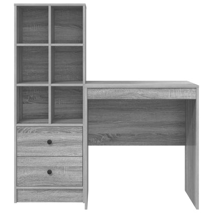 vidaXL Desk with Drawer with Shelf with Storage 2 pcs Grey Sonoma