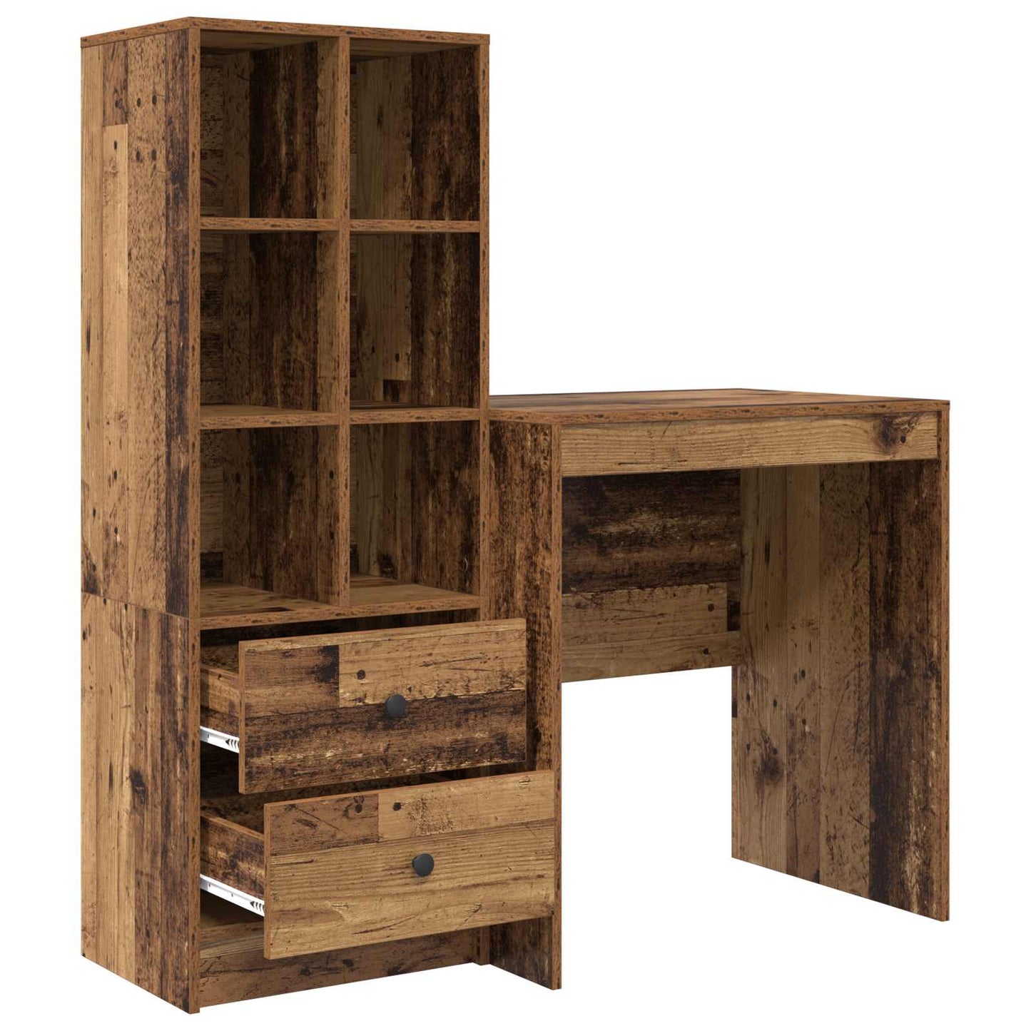 vidaXL Desk with Drawer with Shelf with Storage 2 pcs Old Wood