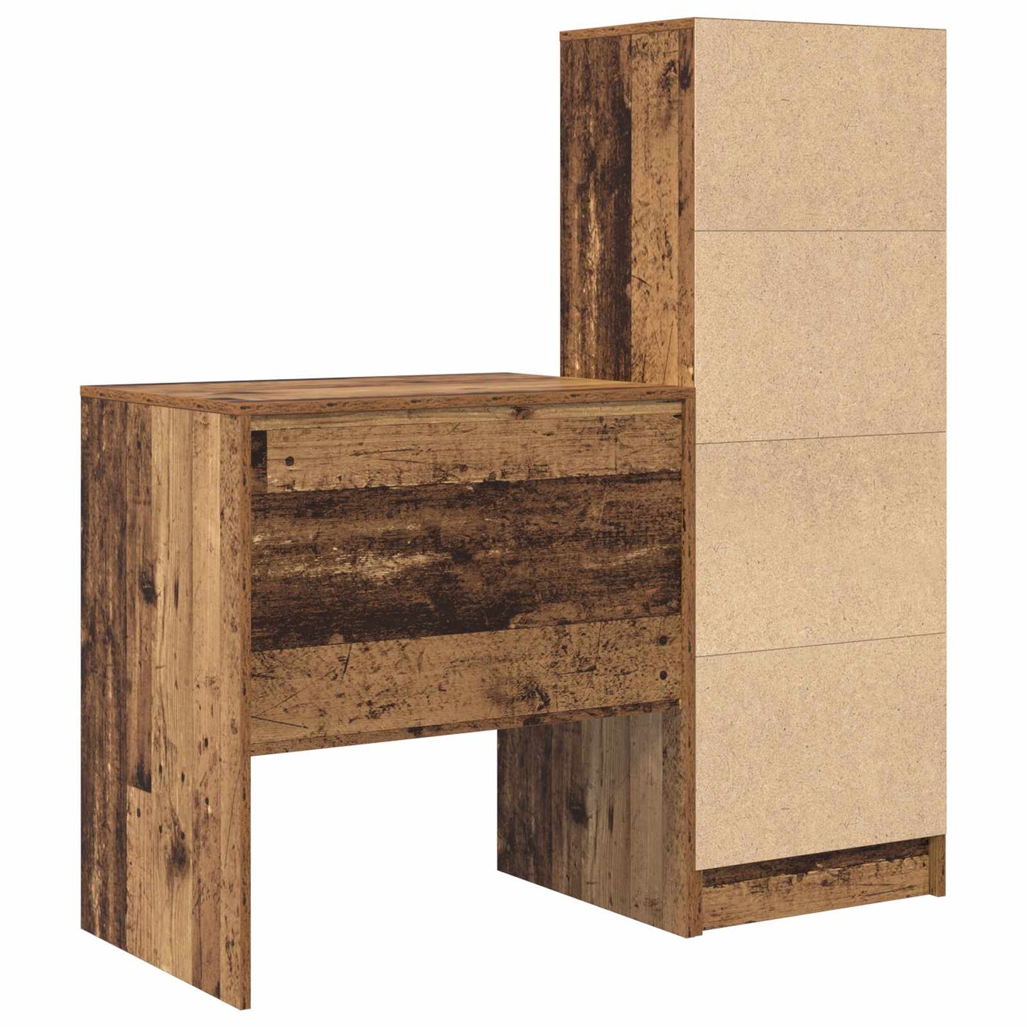 vidaXL Desk with Drawer with Shelf with Storage 2 pcs Old Wood