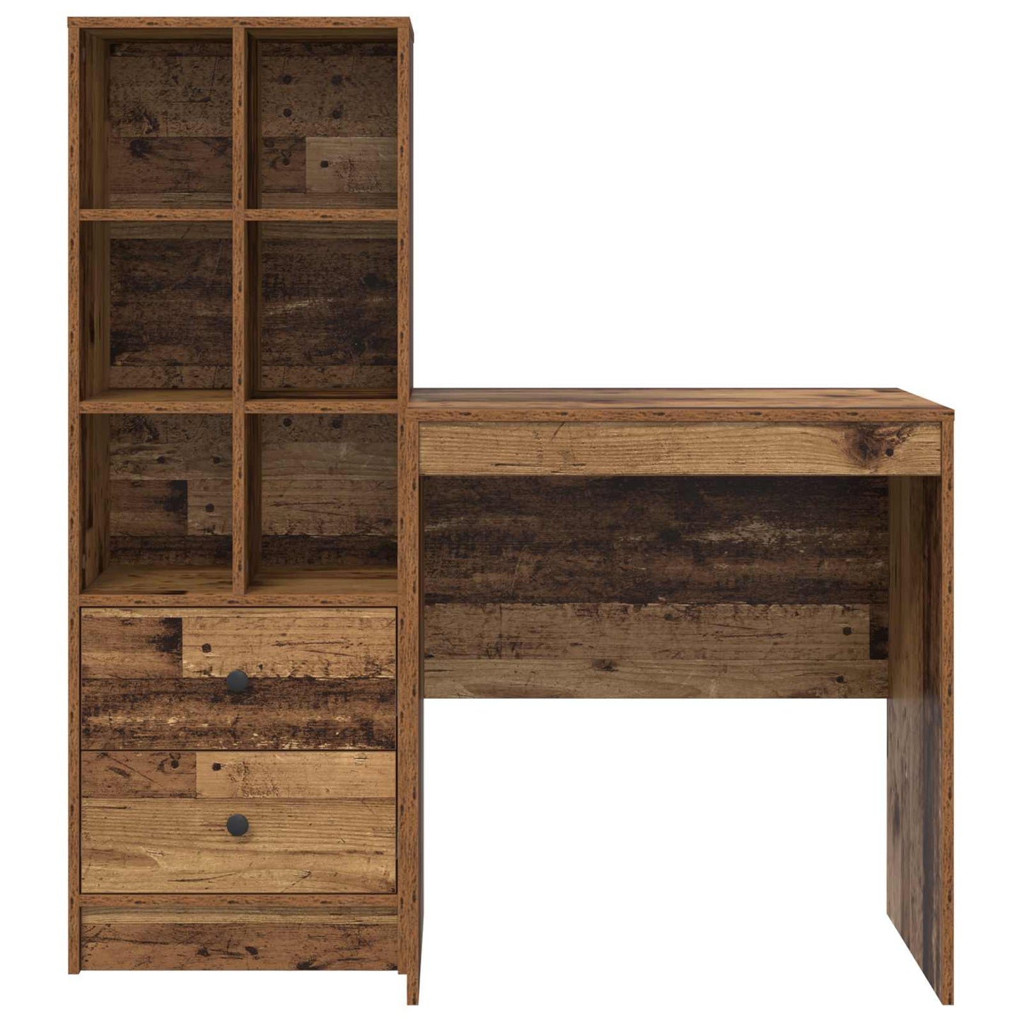 vidaXL Desk with Drawer with Shelf with Storage 2 pcs Old Wood