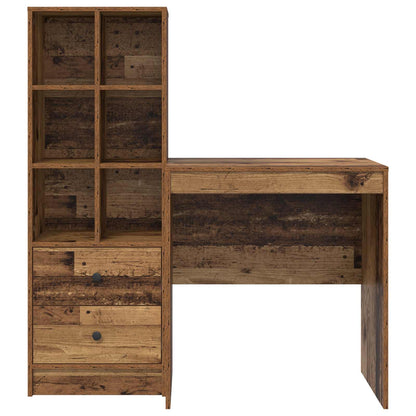 vidaXL Desk with Drawer with Shelf with Storage 2 pcs Old Wood