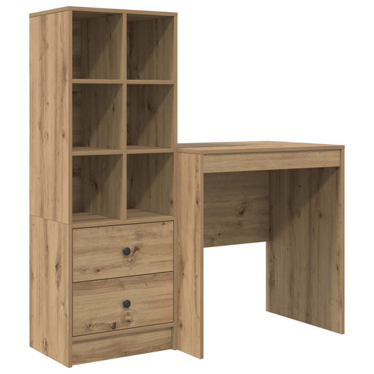 vidaXL Desk with Drawer with Shelf with Storage 2 pcs Artisan Oak