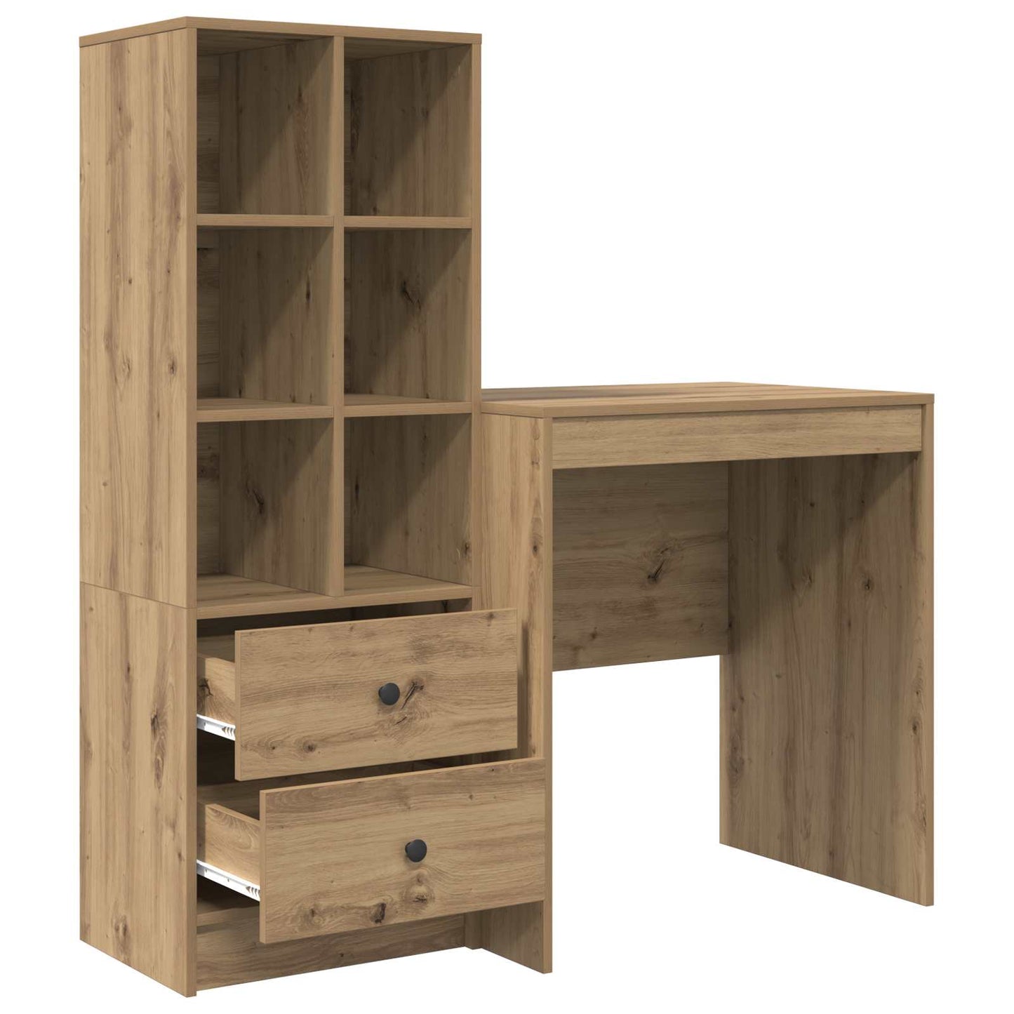 vidaXL Desk with Drawer with Shelf with Storage 2 pcs Artisan Oak