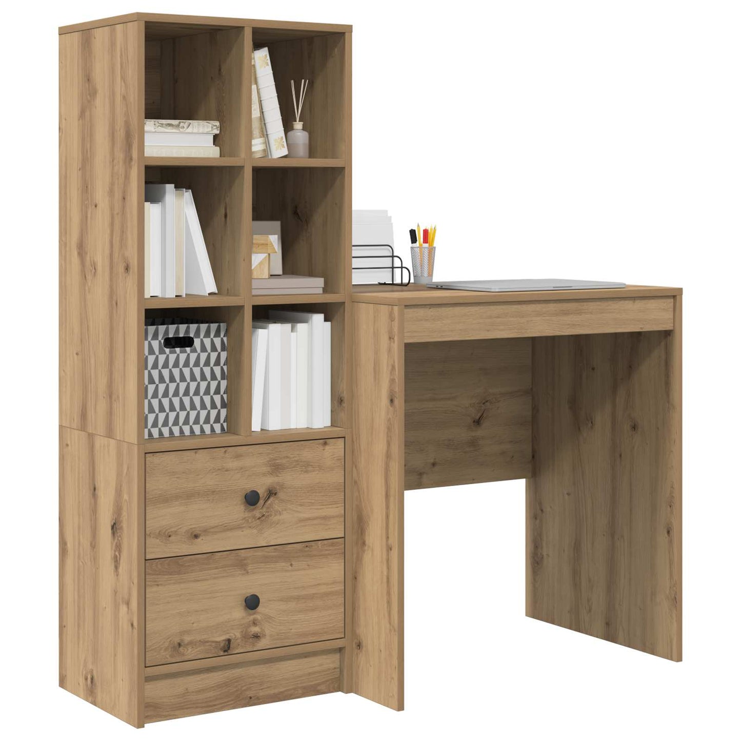 vidaXL Desk with Drawer with Shelf with Storage 2 pcs Artisan Oak