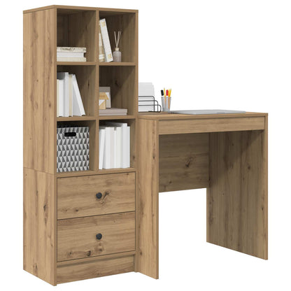 vidaXL Desk with Drawer with Shelf with Storage 2 pcs Artisan Oak