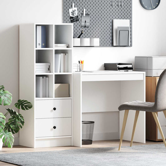 vidaXL Desk with Drawer with Shelf with Storage 2 pcs White