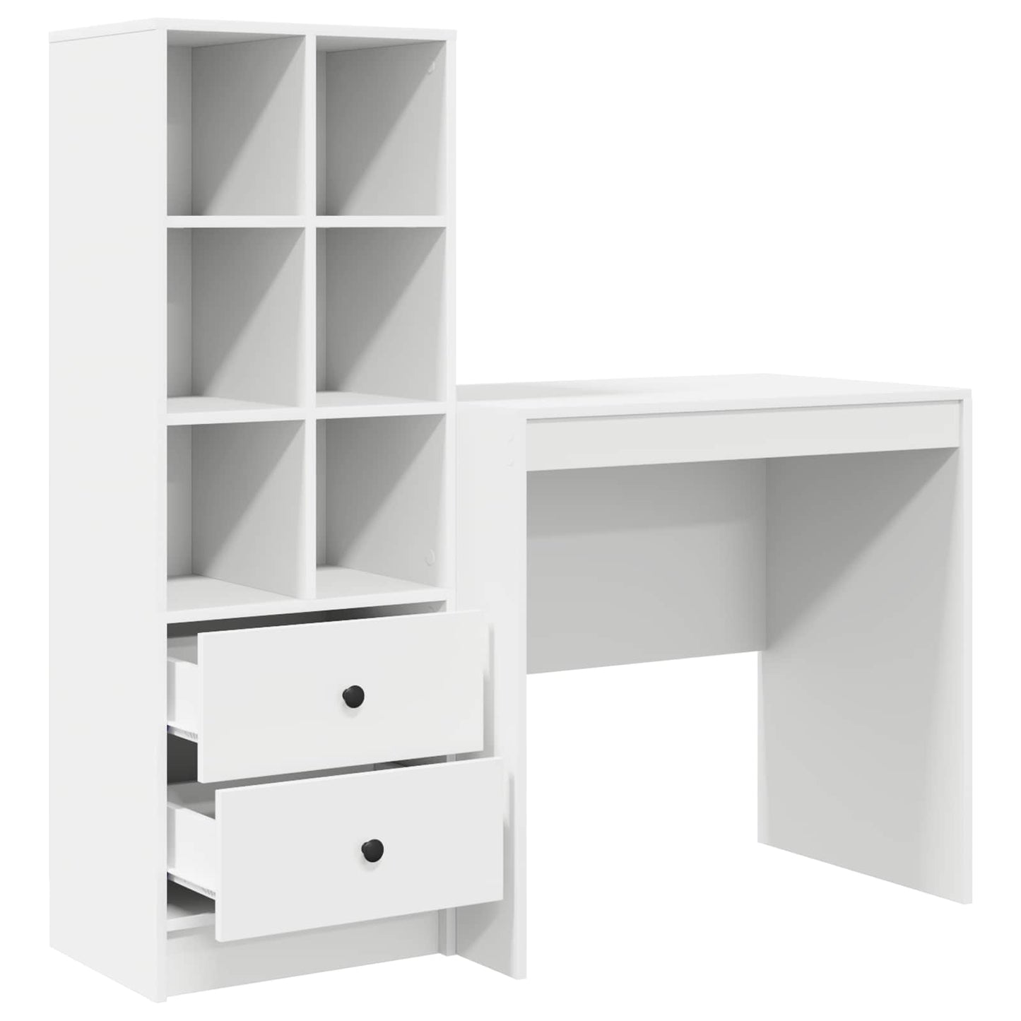 vidaXL Desk with Drawer with Shelf with Storage 2 pcs White